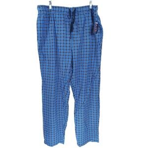 Saddlebred Men's Large Blue Plaid Flannel Pajama Pants Lounge Pants Cotton